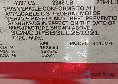 2020 Chevrolet Trax Awd Lt from USA, damaged, VIN 3GNCJPSB3LL251921